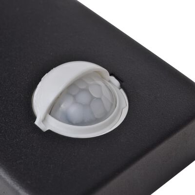 vidaXL LED стенна лампа, инокс, цилиндрична форма, черна, със сензор