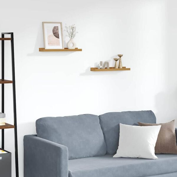 vidaXL Стенен рафт с рафт 2 pcs Бежово 40 x 9 x 3 cm Инженерно дърво
