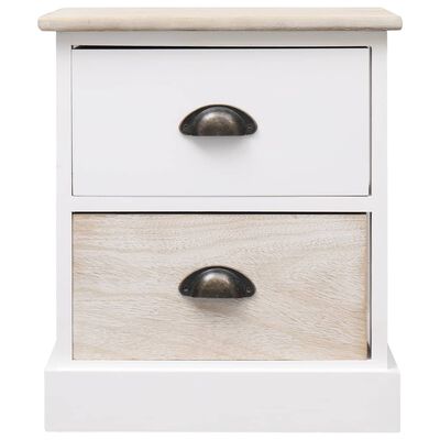 vidaXL Нощни шкафчета 2 бр бял и естествен цвят 38x28x45 см пауловния