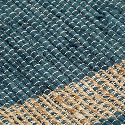 vidaXL Ръчно тъкан килим от юта, син, 80x160 см