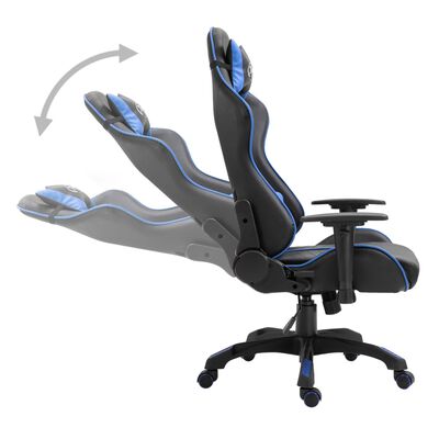 vidaXL Геймърски стол, синьо, изкуствена кожа