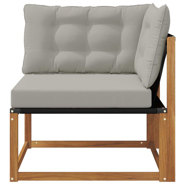 vidaXL Външен ъглов диван Солидно акациево дърво Естествен