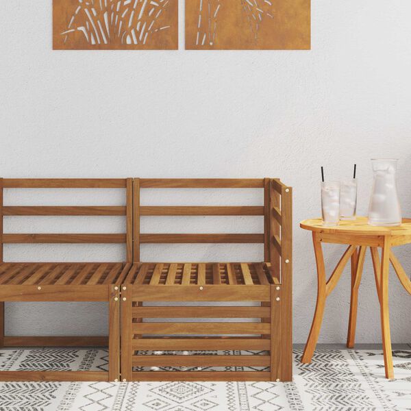 vidaXL Външен ъглов диван Солидно акациево дърво Естествен