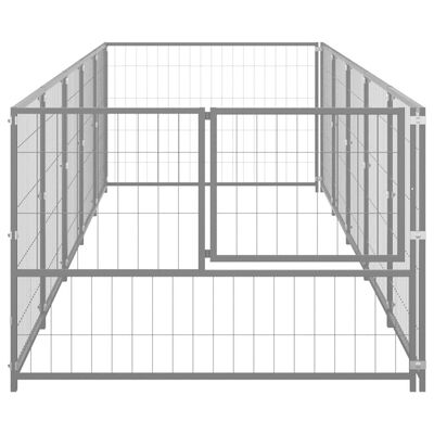 vidaXL Клетка за кучета, сива, 5 м², стомана