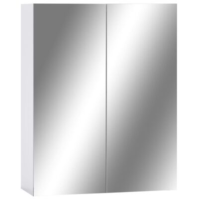 vidaXL Шкаф с огледало за баня, бял, 60x15x75 см, МДФ