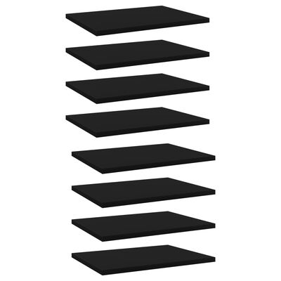 vidaXL Рафтове за етажерка, 8 бр, черни, 40x30x1,5 см, ПДЧ