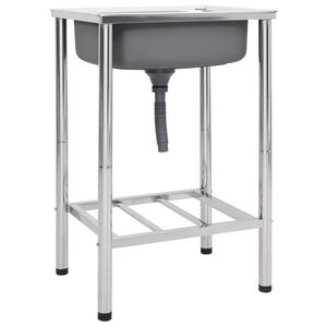 vidaXL Къмпинг мивка, единично корито, неръждаема стомана