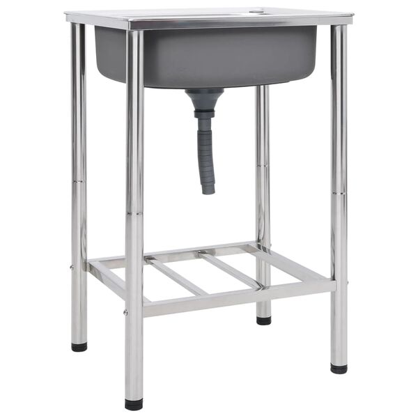 vidaXL Къмпинг мивка, единично корито, неръждаема стомана