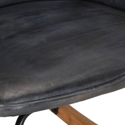 vidaXL Люлеещ стол, сив, естествена кожа