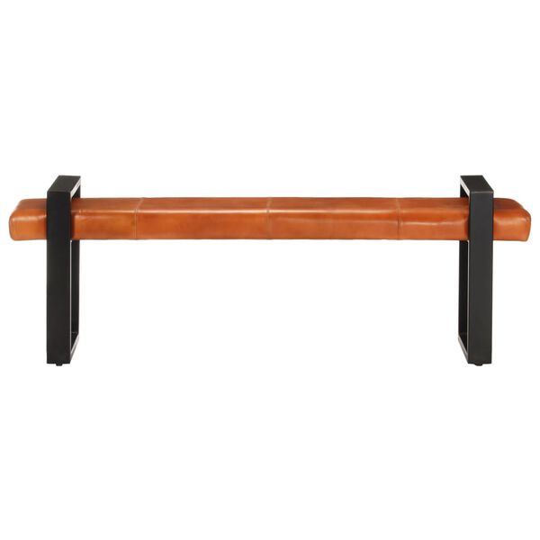 vidaXL Пейка, 160 см, черно и кафяво, естествена козя кожа