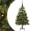 vidaXL Изкуствена коледна елха с хингед и шишарки Зелен 120 cm