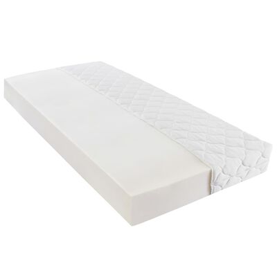 vidaXL Легло с матрак, бяло, изкуствена кожа, 140x200 см
