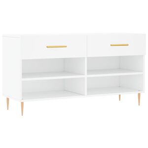 vidaXL Пейка за обувки, бяла, 102x35x55 см, инженерно дърво