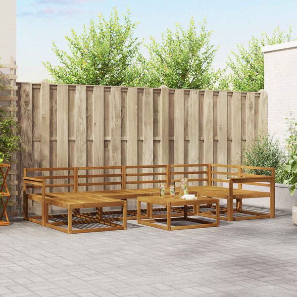 vidaXL Комплект дивани за открито 7 pcs Естествен