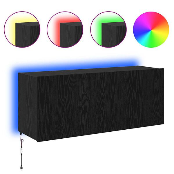 vidaXL TV стенен шкаф Черния дъб 100 x 35 x 41 cm Инженерно дърво