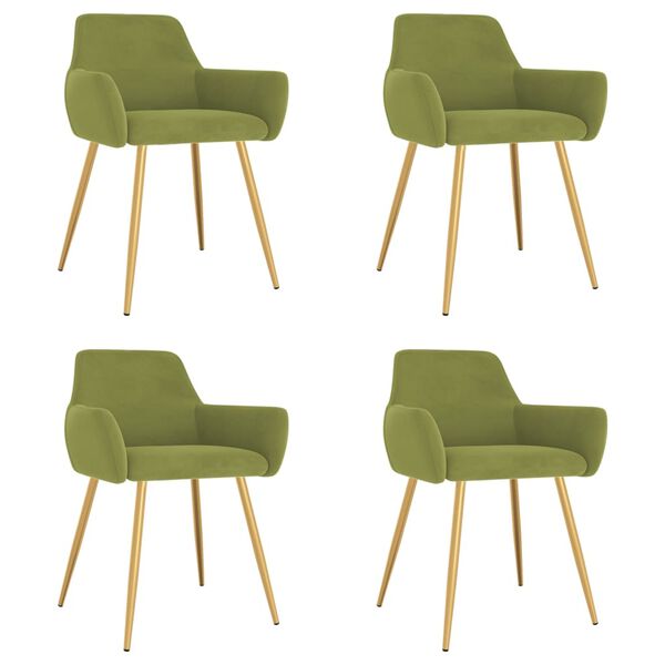 vidaXL Трапезни столове, 4 бр, светлозелени, кадифе
