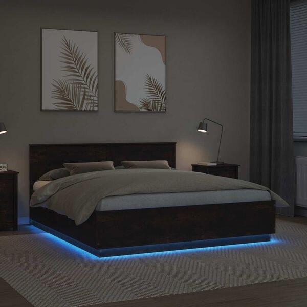 vidaXL Рамка за легло с таблото Димян дъб 200 x 200 cm Инженерно дърво