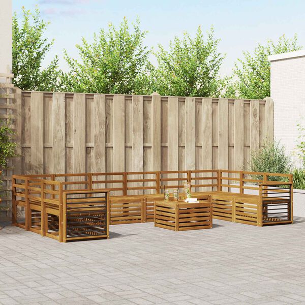 vidaXL Комплекти дивани 11 pcs Естествен Солидно акациево дърво