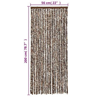vidaXL Ресни за врата против мухи, кафяво и бяло, 56x200 см, шенил