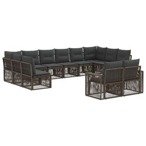 vidaXL Градински Софа Комплект 12 pcs Сив и тъмен сив полиратан