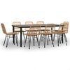 vidaXL Градински трапезен комплект, 9 части, полиратан