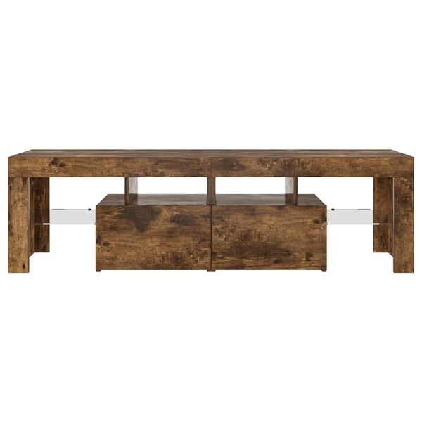 vidaXL ТВ шкаф с LED осветление, опушен дъб, 140x36,5x40 см