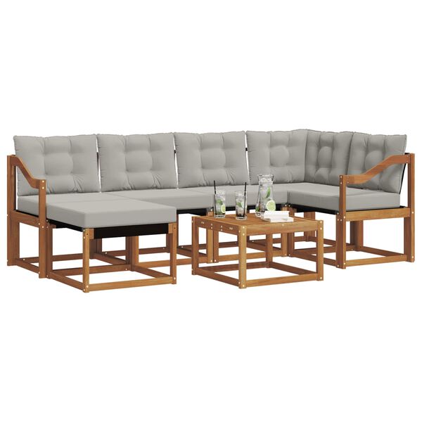 vidaXL Комплект дивани за открито 7 pcs Естествено и светло сиво