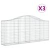vidaXL Габионни кошници арка 3 бр 200x30x80/100 см поцинковано желязо