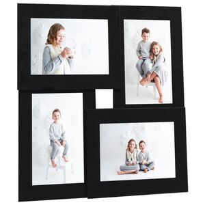 vidaXL Фоторамка колаж за 4 снимки (10х15 см), черна, МДФ