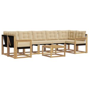 vidaXL Комплект дивани за открито с възглавница 8 pcs Бяло и Бежово