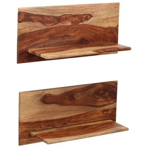 vidaXL Рафтове за стена, 2 бр, 58x26x20 см, акация масив