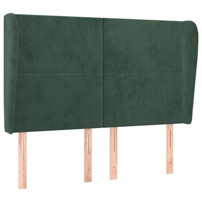vidaXL Горна табла за легло с уши тъмнозелена,147x 23x118/128 см, плат