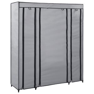 vidaXL Гардероб с отделения и лостове, сив, 150x45x176 см, плат