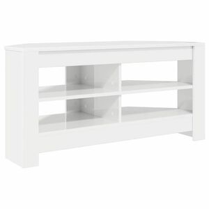 vidaXL Ъгловшкафзателевизор Висок гланц бяло 102 x 40,5 x 45 см
