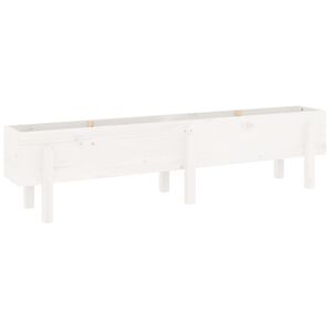 vidaXL Градинско повдигнато легло, бяло, 160x30x38 см, бор масив