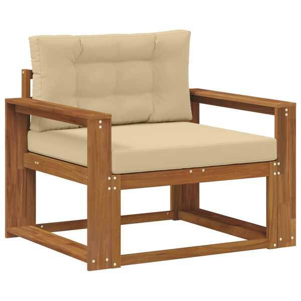 vidaXL Среден диван за открито Солидно акациево дърво Естествен