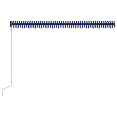 vidaXL Автоматично прибиращ се сенник, 450x300 см, синьо и бяло