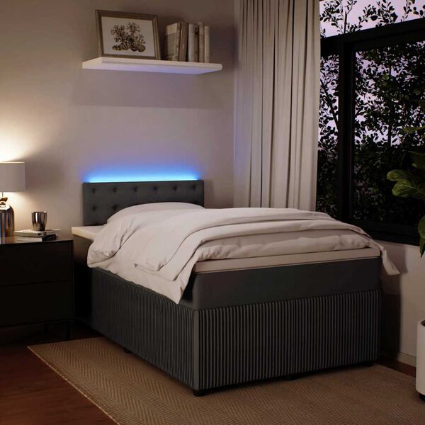 vidaXL Боксспринг легло с матрак, тъмносиво, 120x200 см, кадифе