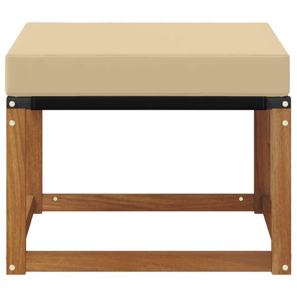 vidaXL Външна табуретка Масивна акациева дървесина и текстилен плат