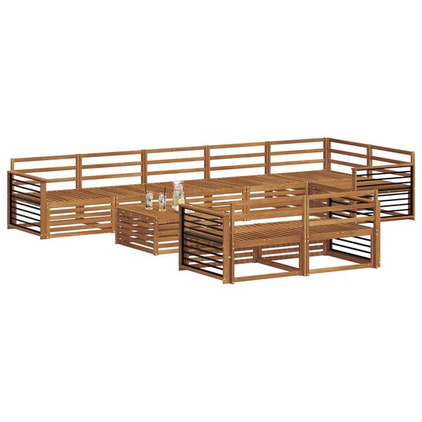 vidaXL Комплект дивани за открито 9 pcs Естествен