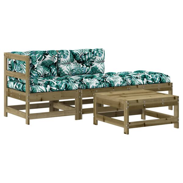 vidaXL Градински лаундж комплект 4 части с възглавници импрегниран бор