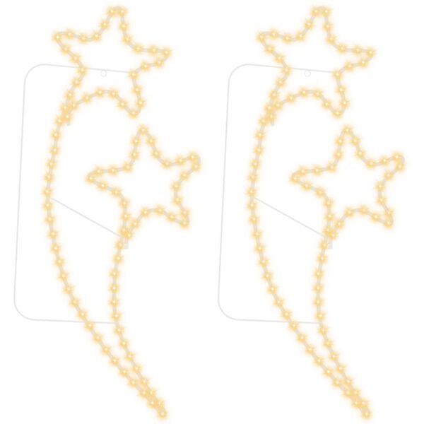 vidaXL Светещ маркуч с форма на звезди 2 бр топло бяло 125,5x53x4,5 см