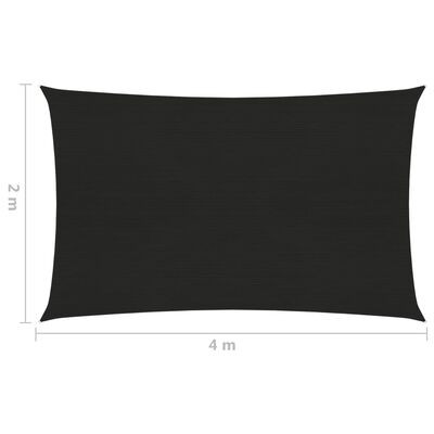 vidaXL Платно-сенник, 160 г/м², черно, 2x4 м, HDPE