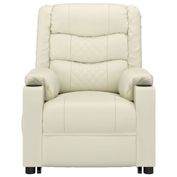 vidaXL Изправящ масажен стол, кремав, изкуствена кожа