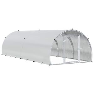 vidaXL Кокошарник Сребристо 400 x 150 x 100 см Поцинкована стомана