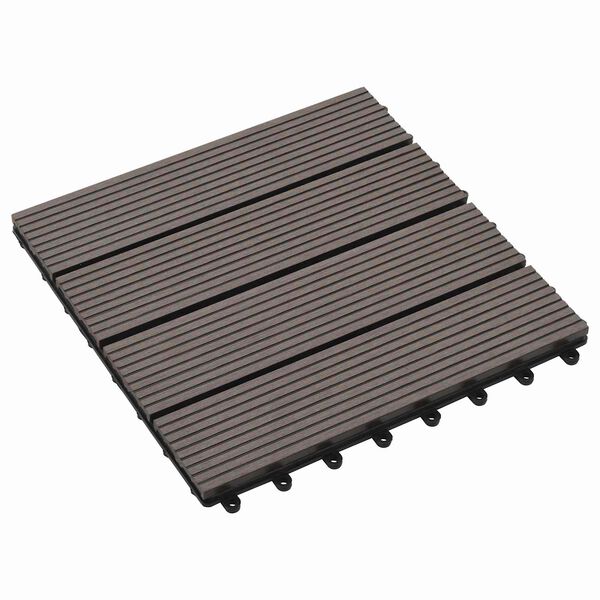 vidaXL Плочка за decking 11 pcs Тъмен кафяв 30 x 30 cm WPC