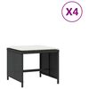 vidaXL Външни табуретки с възглавници 4 бр черни 41x41x36 см полиратан