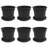 vidaXL Саксии за растения 6 pcs Черно &Oslash; 15 x 12 cm Пластмаса