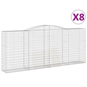 vidaXL Габионни кошници арка 8 бр 400x50x160/180 см поцинковано желязо
