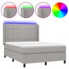 vidaXL Боксспринг легло с матрак и LED, светлосиво, 140x190 см, плат